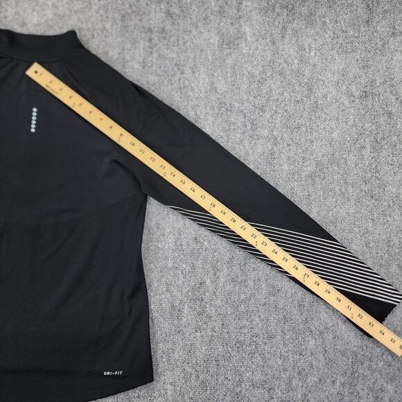 Nike Pullover Womens Medium Black 1/4 Zip Reflective Long Sleeve Thumb Active - Picture 7 of 16